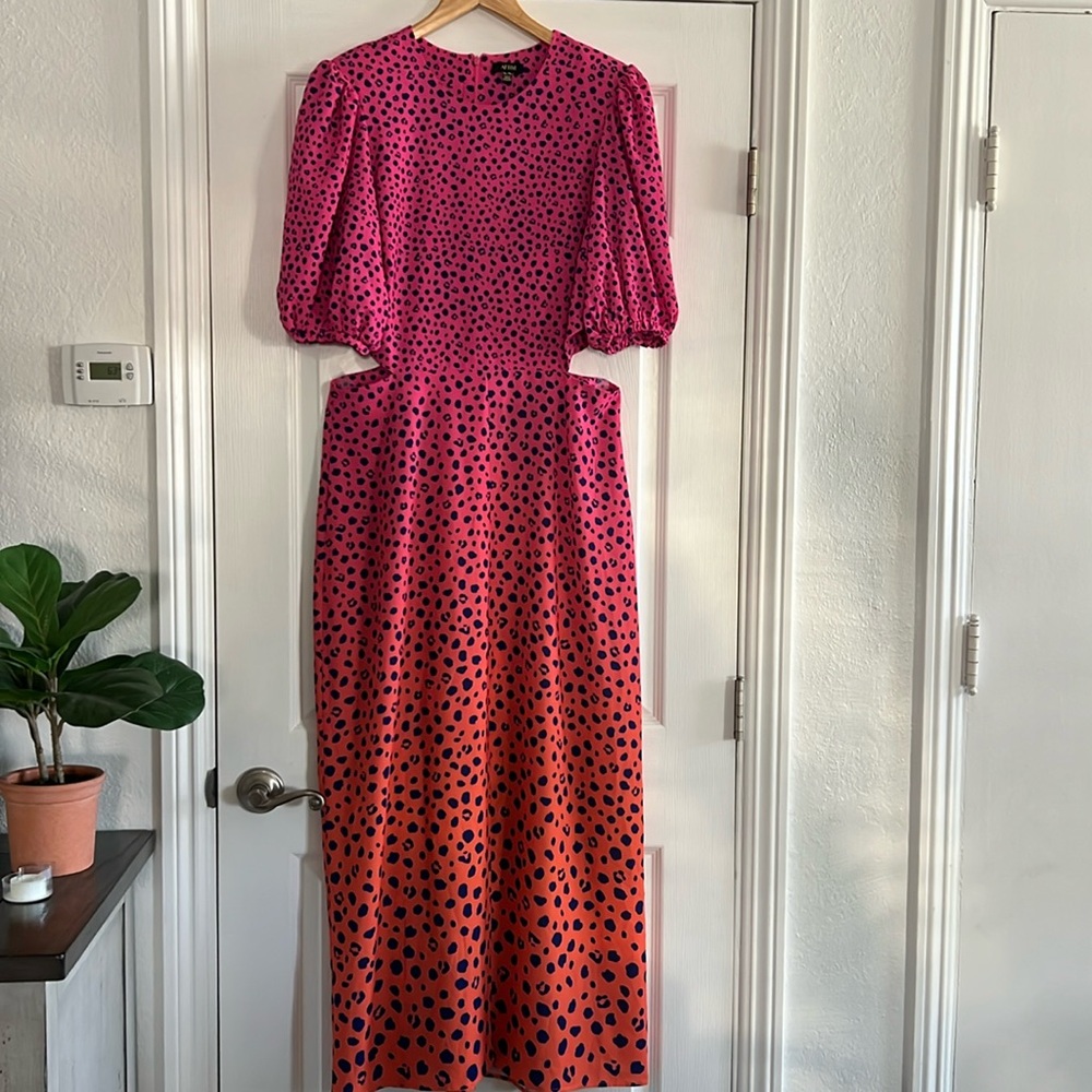 AFRM ombré Leopard midi cutout dress size XL - Picture 3 of 11